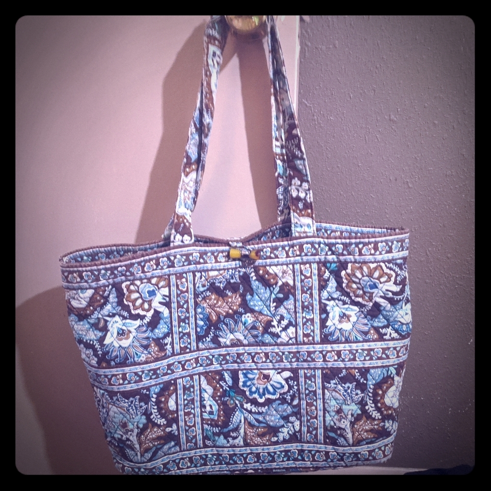 Vera Bradley Retired Java Blue Patterned Tote